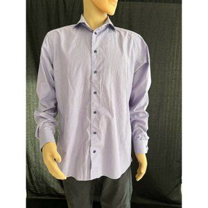 Eton Men's Shirt Lilac Button Up Long Sleeve Slim Fit Cotton Casual Dress 44